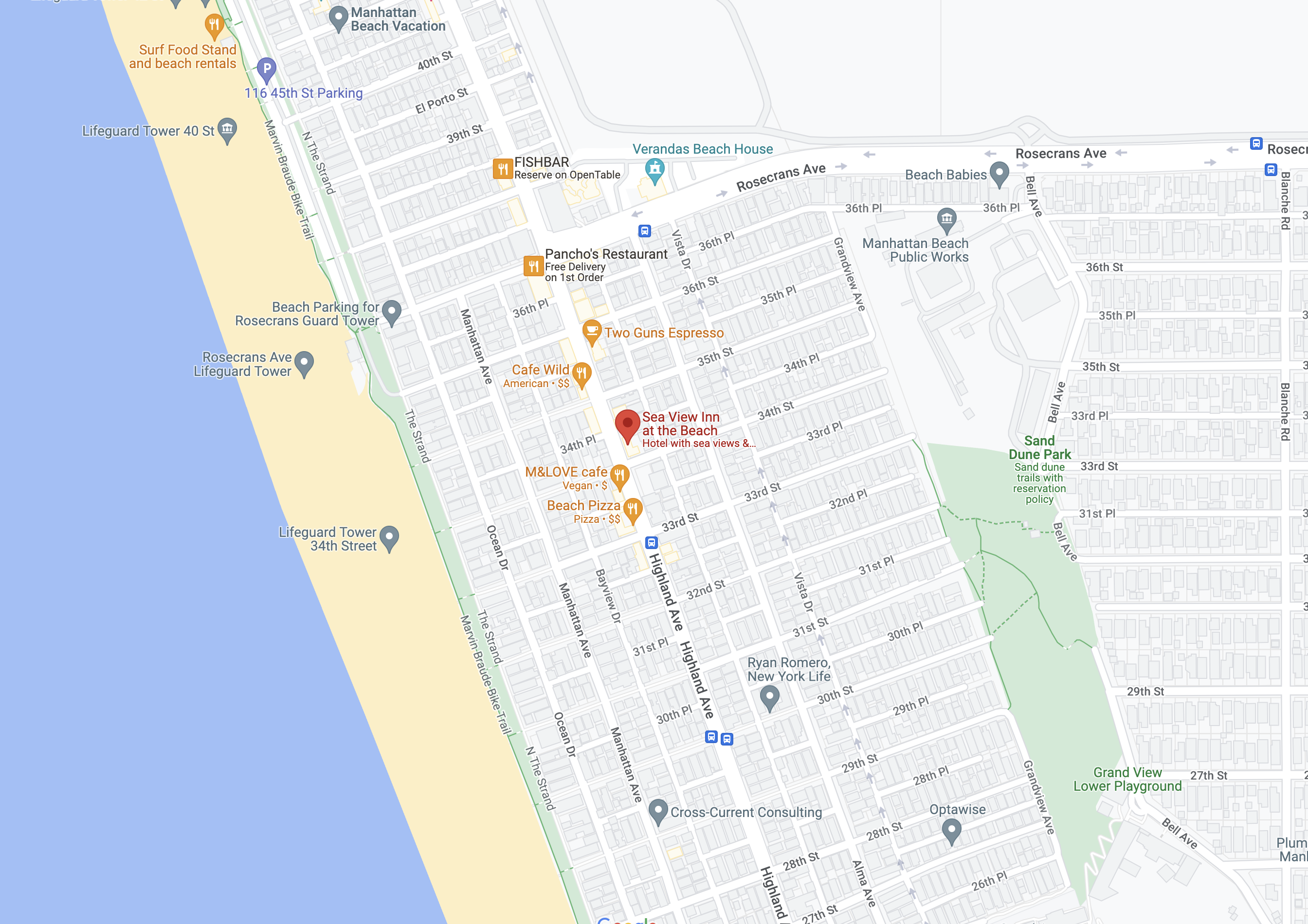 map to sea view inn